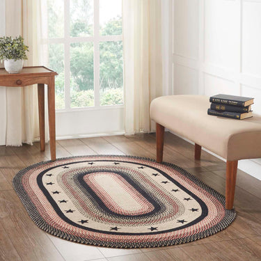 Colonial Star Jute Braided Rug Oval with Rug Pad 4'x6' VHC Brands - The Fox Decor